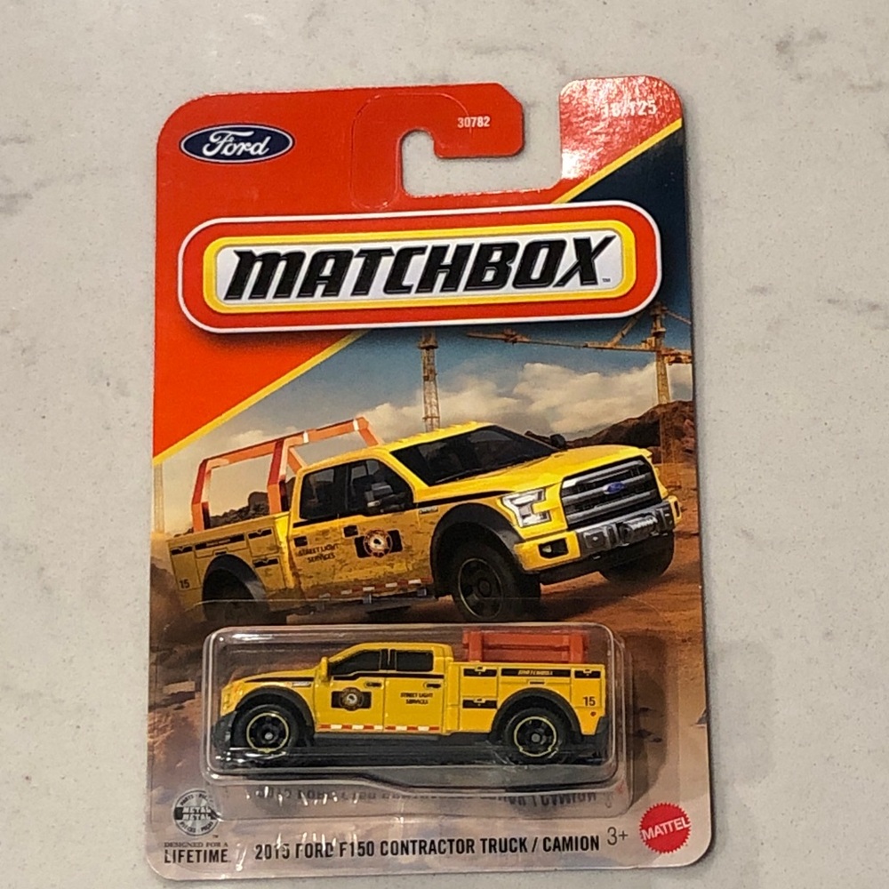 Mattel Matchbox Yellow Ford F-150 Contractor Truck